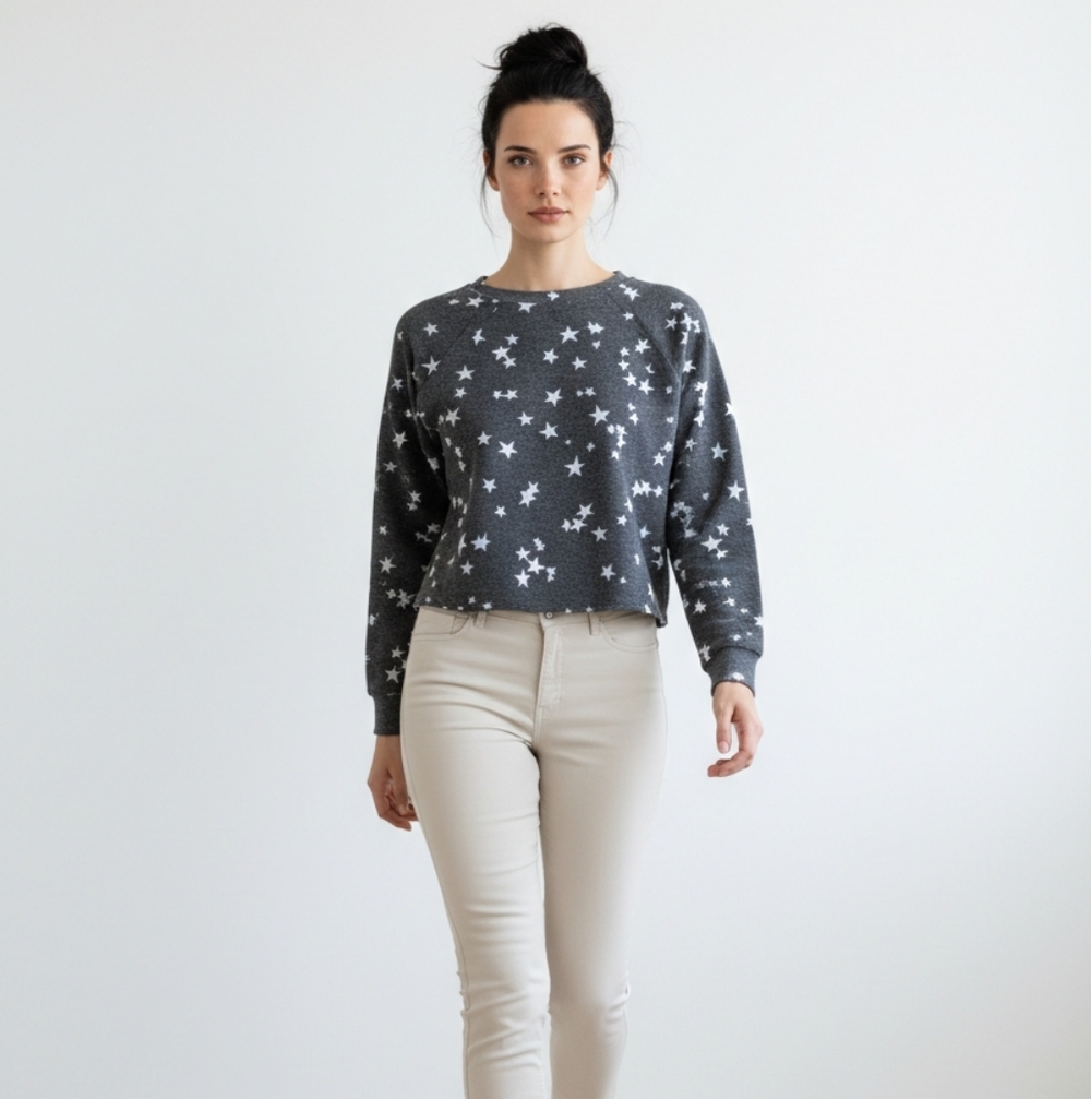 Casual Cozy Victoria's Secret Charcoal Starry Long Sleeve Top